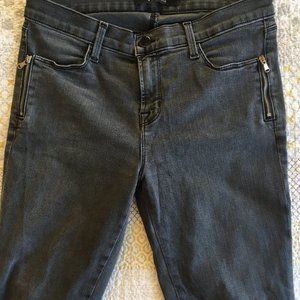 J Brand grey skinny jeans with zip at ankle and front pockets